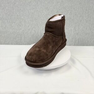 Earth ETWonders Dark Brown Suede Ankle Boots Faux Fur Lined Womens 7 M New
